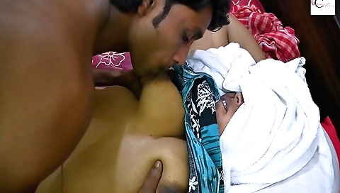 Indian amateur fucker in a white dress takes a hot stranger