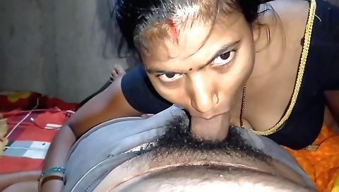 Indian brunette with deepthroat sucking dick and getting facial
