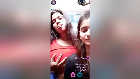 Lesbian webcam video with brunette and her stepbrother