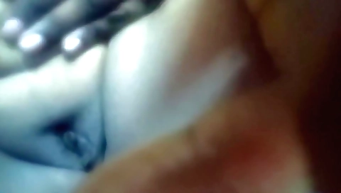 Amateur brunette spreads her wet tight pussy and rubs it