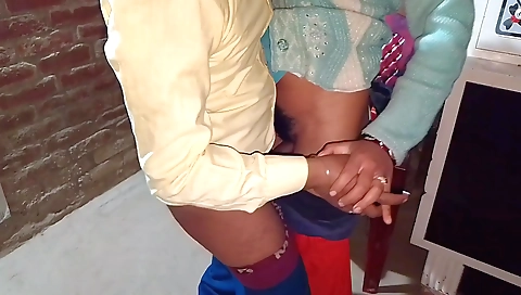 Indian chick with big bush is giving a hot handjob