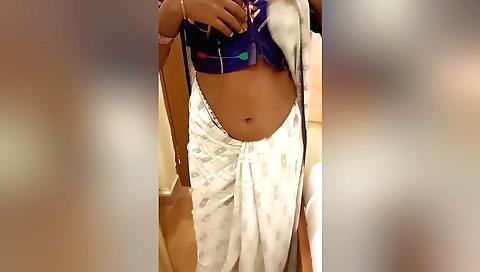 Indian desi village sari and face in front of her close friend