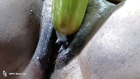 Indian girl in sexy outfit gives a blowjob and a dildo