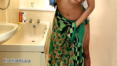 Indian guy fucks a busty brunette neighbor in the hotel room
