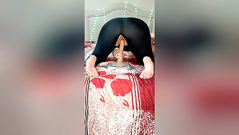 Indian woman rides dildo with big ass and big tits