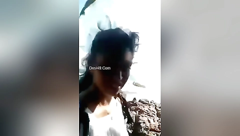 Hot woman has her mouth licked during outdoor movie