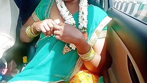 Indian brunette in a sexy dress and white headband