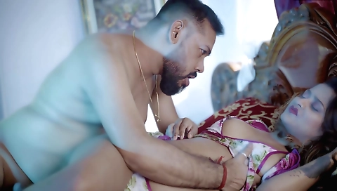 Horny indian stepmother with her big natural ass jerks her cunt