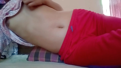 My sexy solo girl is naked in her bed and shows me
