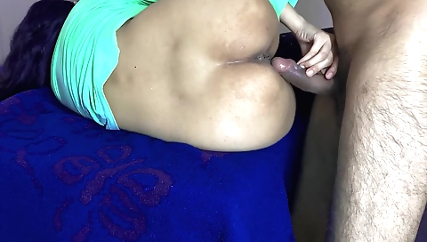 Amateur brunette gets her pussy squeezed with his big black dick