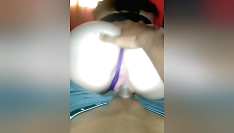 Indian brunette in sexy stockings rides dick in POV
