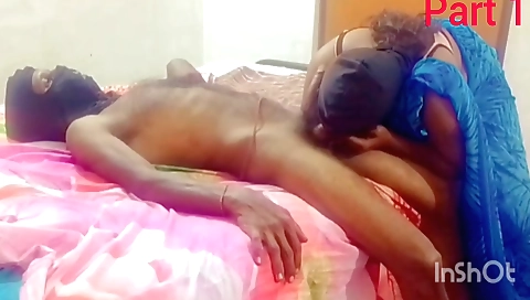 Indian brunette in a black bra and blouse with a huge boob