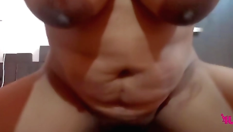 Indian girl with round ass and big tits rides a black cock