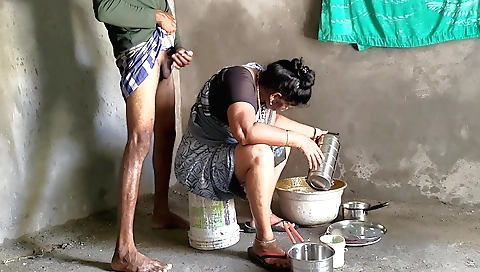 Busty indian brunette milf and stepson having some fun