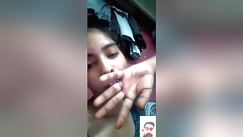 Sexy teen fucks me on webcam video showing my boobs