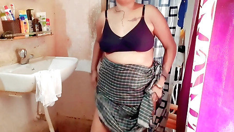 Indian brunette plays with her body in her bedroom