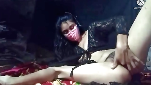 Indian girl shows off her hairy pussy and fingering