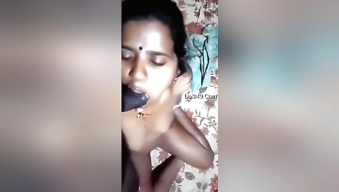 Indian girlfriend giving blowjob to her husband in POV
