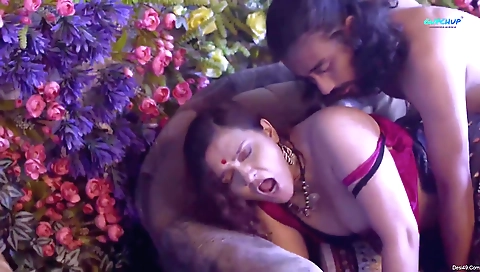 Cute brunette babe gets wet on her face in a video