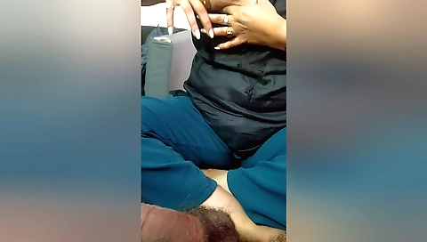 Stepmom teaches a guy how to jerk off with a handjob