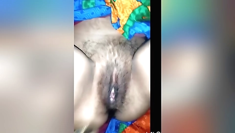 Hairy stepsister-in-law is cleaning her hairy pussy