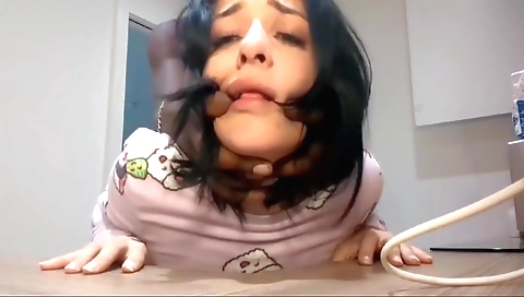 Busty brunette is covered with her roommate's face