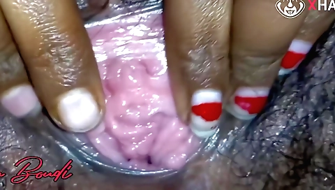 Horny teen with a hairy pussy showing off her hairy pussy