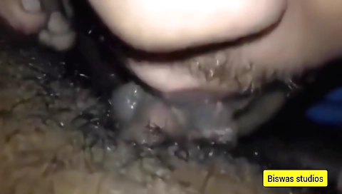 Indian milf licks her hairy pussy and her pussy is really nice
