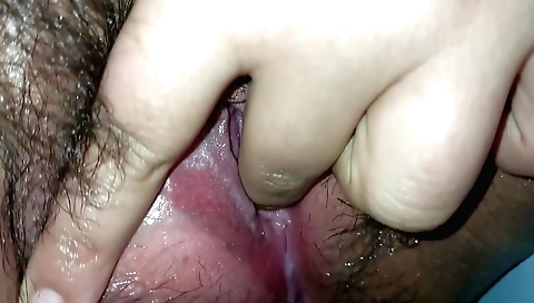 Indian hairy solo female touches her pussy and fingers