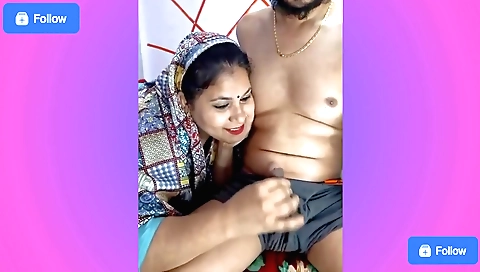 Indian brunette milf gets a handjob and fucked from behind