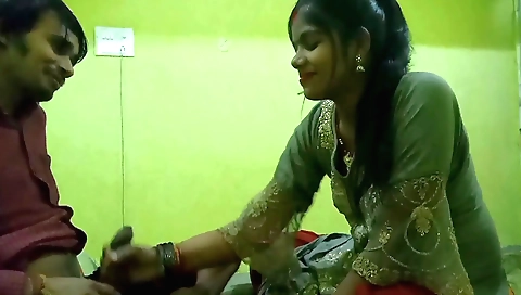 Indian girl with natural tits has fun with boyfriend