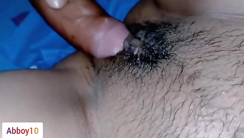 Busty brunette student girl is playing with her boyfriend's dick
