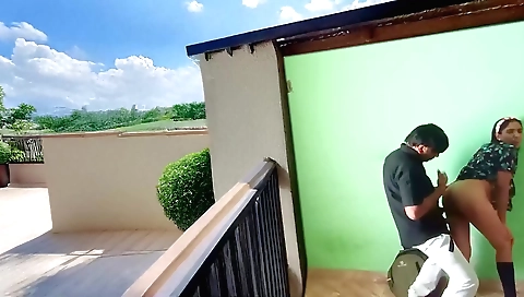 Indian teen is giving a blowjob to her stepbrother
