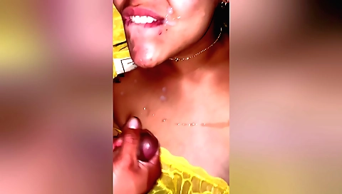 Amateur face fuck by a horny dude in front of the camera