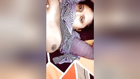 Brunette babe with a sexy body is having sex with a lover